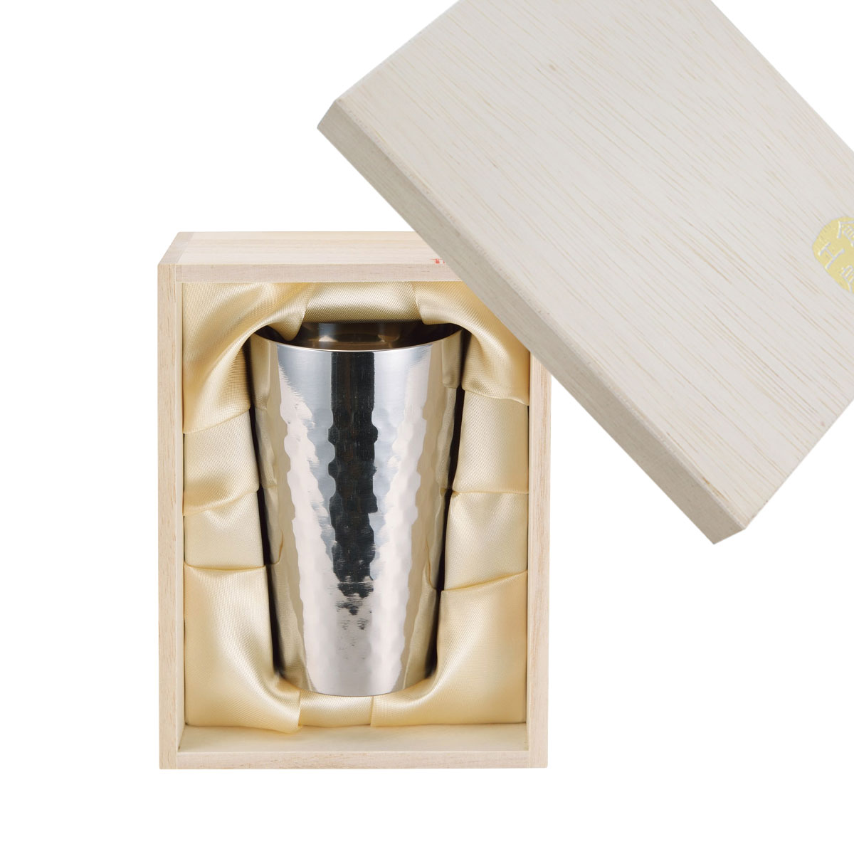 チタン製 二重構造 槌目タンブラー 240ml 木箱入り | 記念品名入れ工房